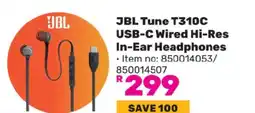 Game JBL Tune T310C USB-C Wired Hi-Res In-Ear Headphones offer