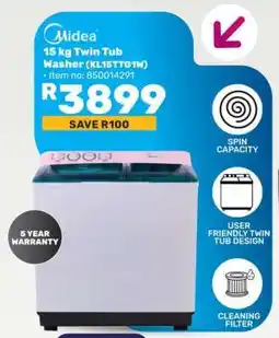 Game Midea 15 kg Twin Tub Washer (KL15TTG1W) offer