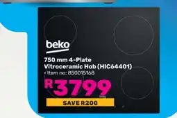 Game Beko 750 mm 4-Plate Vitroceramic Hob (HIC64401) offer