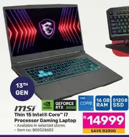 Game msi Thin 15 Intel Core i7 Processor Gaming Laptop offer