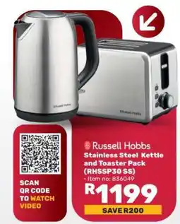 Game Russell Hobbs Stainless Steel Kettle and Toaster Pack (RHSSP30 SS) offer