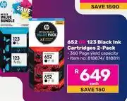Game HP 652 Or 123 Black Ink Cartridges 2-Pack-Each offer
