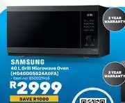 Game Samsung 40Ltr Grill Microwave Oven MG40DG5524AGFA offer