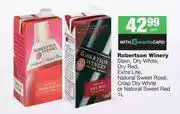Spar Tops Robertson Winery Stein,Dry White,Dry Red,Extra Lite,Natural Sweet Rose,Crisp Dry White-1L Each offer