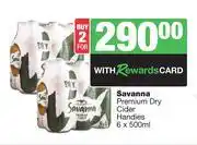 Spar Tops Savanna Premium Dry Cider Handies-For 2 x 6 x 500ml offer