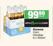 Spar Tops Corona Cero Handies-6 x 355ml Per Pack offer