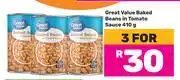 Game Great Value Baked Beans In Tomato Sauce-For 3 x 410g offer