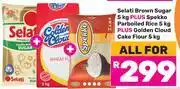 Game Selati Brown Sugar 5Kg+Spekko Parboiled Rice 5Kg+Golden Cloud Cake Flour 5Kg-All For offer