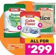 Game Econo Super Maize Meal 10Kg Plus Econo Cake Flour 10Kg Plus Econo Rice 10Kg-All For offer