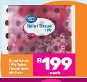 Game Great Value 1 Ply Toilet Tissue Rolls 48 Pack-Each offer