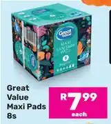 Game Great Value Maxi Pads-8s Each offer