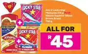 Game Lucky Star Pilchards 2 x 215g Plus Albany Superior Sliced Brown Bread 700g-All For offer
