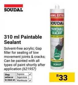 Builders Warehouse Soudal Paintable Sealant offer