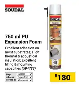 Builders Warehouse Soudal PU Expansion Foam offer