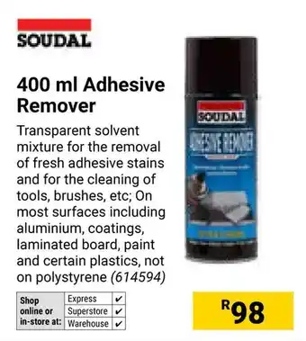 Builders Warehouse Soudal Adhesive Remover offer