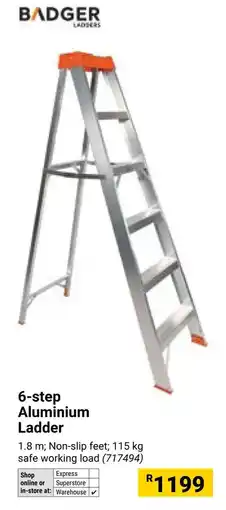 Builders Warehouse Badger 6-step Aluminium Ladder offer