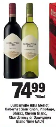 OK Liquor Durbanville Hills Merlot, Cabernet Sauvignon, Pinotage, Shiraz, Chenin Blanc, Chardonnay or Sauvignon Blanc Wine offer