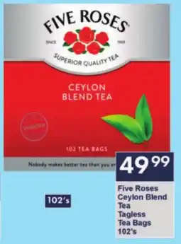 President Hyper Five Roses Ceylon Blend Tea Tagless Tea Bags offer