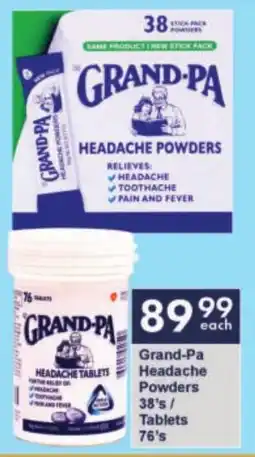 President Hyper Grand-Pa Headache Powders/ Tablets offer
