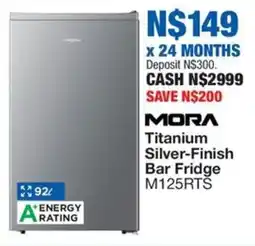 OK Furniture MORA Titanium Silver-Finish Bar Fridge offer