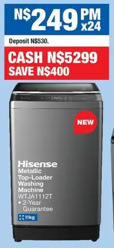 OK Furniture Hisense Metallic Top-Loader Washing Machine offer