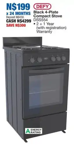 OK Furniture Defy Black 4-Plate Compact Stove offer