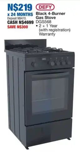 OK Furniture Defy Black 4-Burner Gas Stove offer