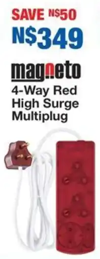 OK Furniture Magneto 4-Way Red High Surge Multiplug offer