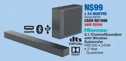 OK Furniture Hisense 2.1-Channel Soundbar with Wireless Subwoofer offer