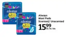 Oxford Freshmarket Always Maxi Pads Scented/ Unscented offer