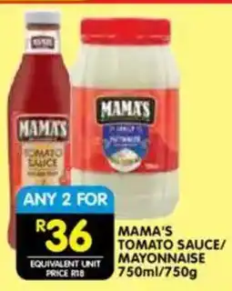 Shoprite Mama's tomato sauce/ mayonnaise offer