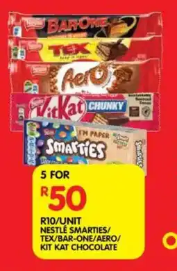 Shoprite Nestlé smarties/ tex/ bar-one/ aero/ kit kat chocolate offer