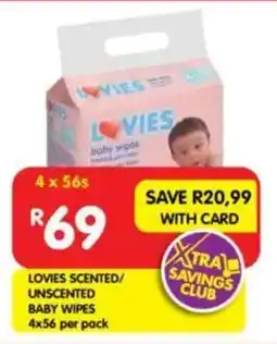 Shoprite Lovies scented/ unscented baby wipes offer