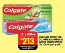 Shoprite Colgate original/ gel/ herbal/ herbal white toothpaste offer