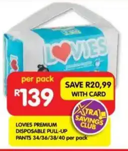 Shoprite Lovies premium disposable pull-up pants offer
