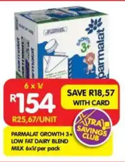 Shoprite Parmalat growth 3+ low fat dairy blend milk offer