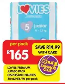 Shoprite Lovies premium jumbo pack disposable nappies offer