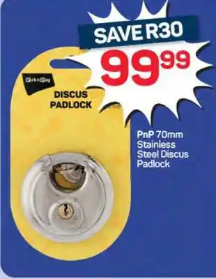 Pick n Pay Hypermarket PnP 70mm Stainless Steel Discus Padlock offer