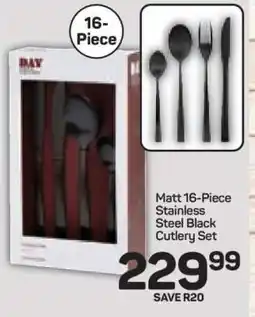 Pick n Pay Hypermarket Matt 16-Piece Stainless Steel Black Cutlery Set offer
