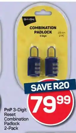 Pick n Pay Hypermarket PnP 3-Digit Reset Combination Padlock 2-Pack offer