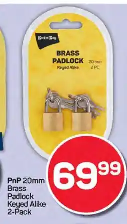 Pick n Pay Hypermarket PnP 20mm Brass Padlock Keyed Alike 2-Pack offer