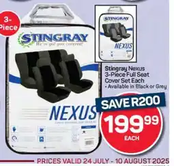 Pick n Pay Hypermarket Stingray Nexus 3-Piece Full Seat Cover Set offer