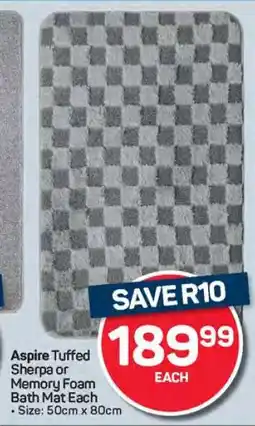 Pick n Pay Hypermarket Aspire Tuffed Sherpa or Memory Foam Bath Mat offer