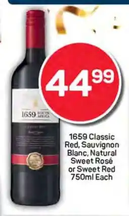 Pick n Pay 1659 Classic Red, Sauvignon Blanc, Natural Sweet Rosé or Sweet Red 750ml Each offer