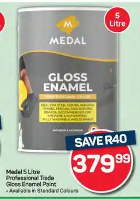 Pick n Pay Hypermarket Medal 5 Litre Professional Trade Gloss Enamel Paint offer