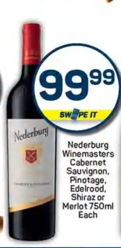 Pick n Pay Nederburg Winemasters Cabernet Sauvignon, Pinotage, Edelrood, Shiraz or Merlot 750ml offer