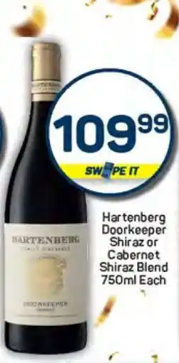 Pick n Pay Hartenberg Doorkeeper Shiraz or Cabernet Shiraz Blend 750ml Each offer