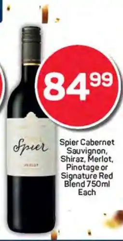 Pick n Pay Spier Cabernet Sauvignon, Shiraz, Merlot, Pinotage or Signature Red Blend 750ml Each offer