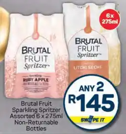Pick n Pay Brutal Fruit Sparkling Spritzer Assorted 6 x 275ml Non-Returnable Bottles offer