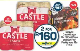Pick n Pay Castle Lager 6x500ml Cans offer
